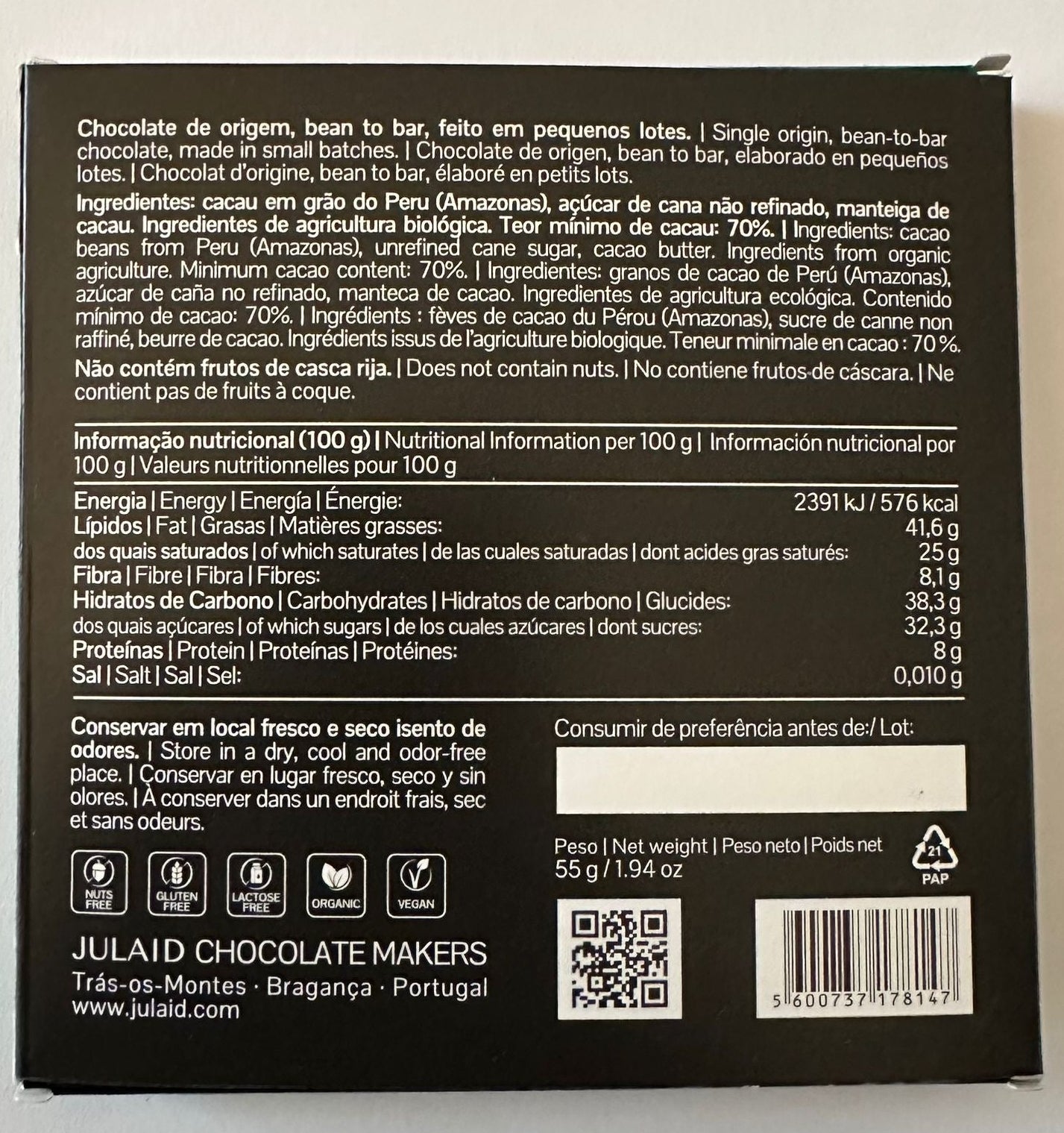 Chocolate Peru Amazonas 70%   - NOVO